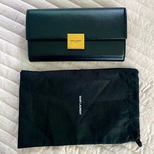 Saint Laurent Velcious Large Black Leather Wallet